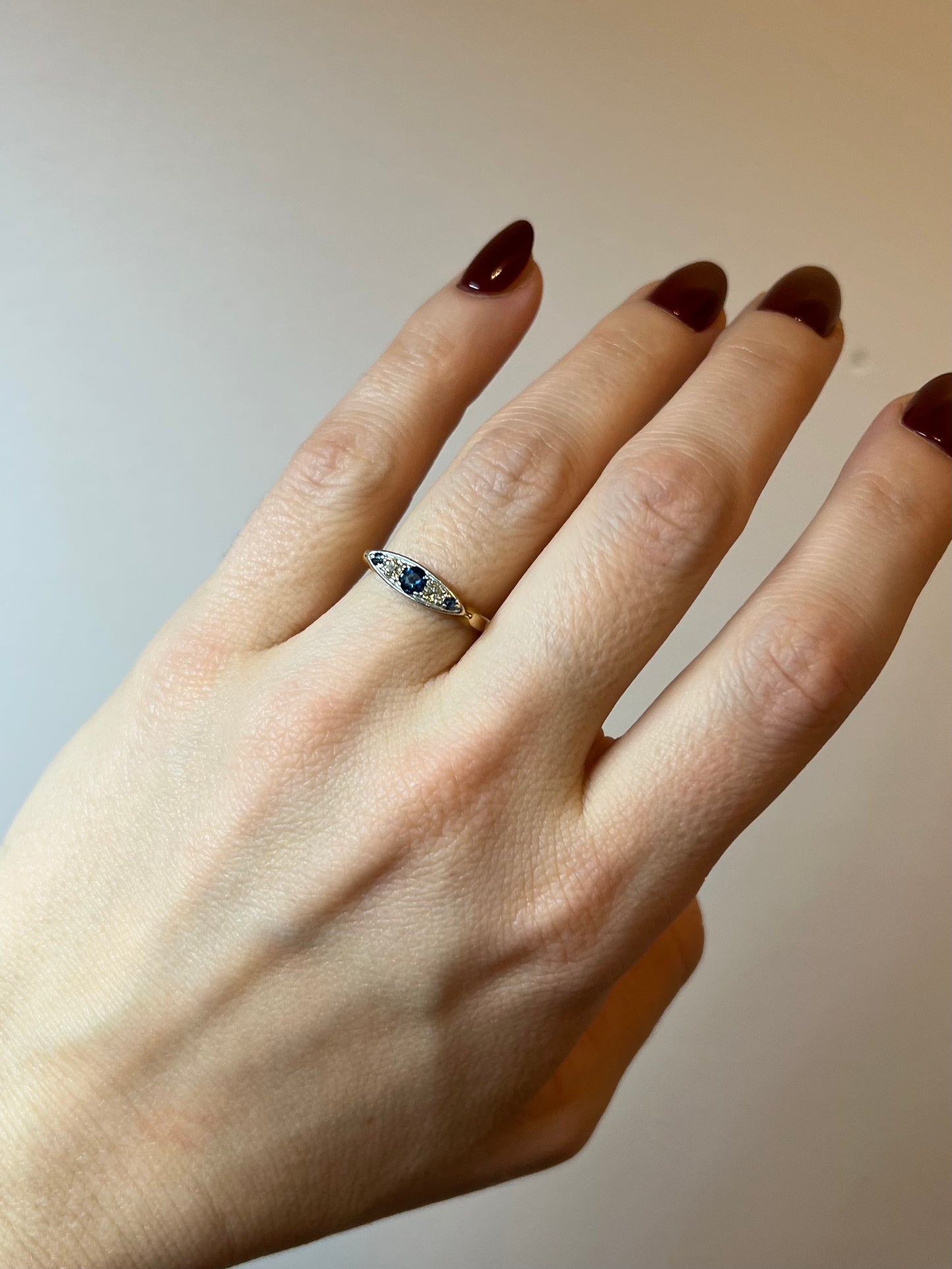 Antique Diamond and Sapphire Ring