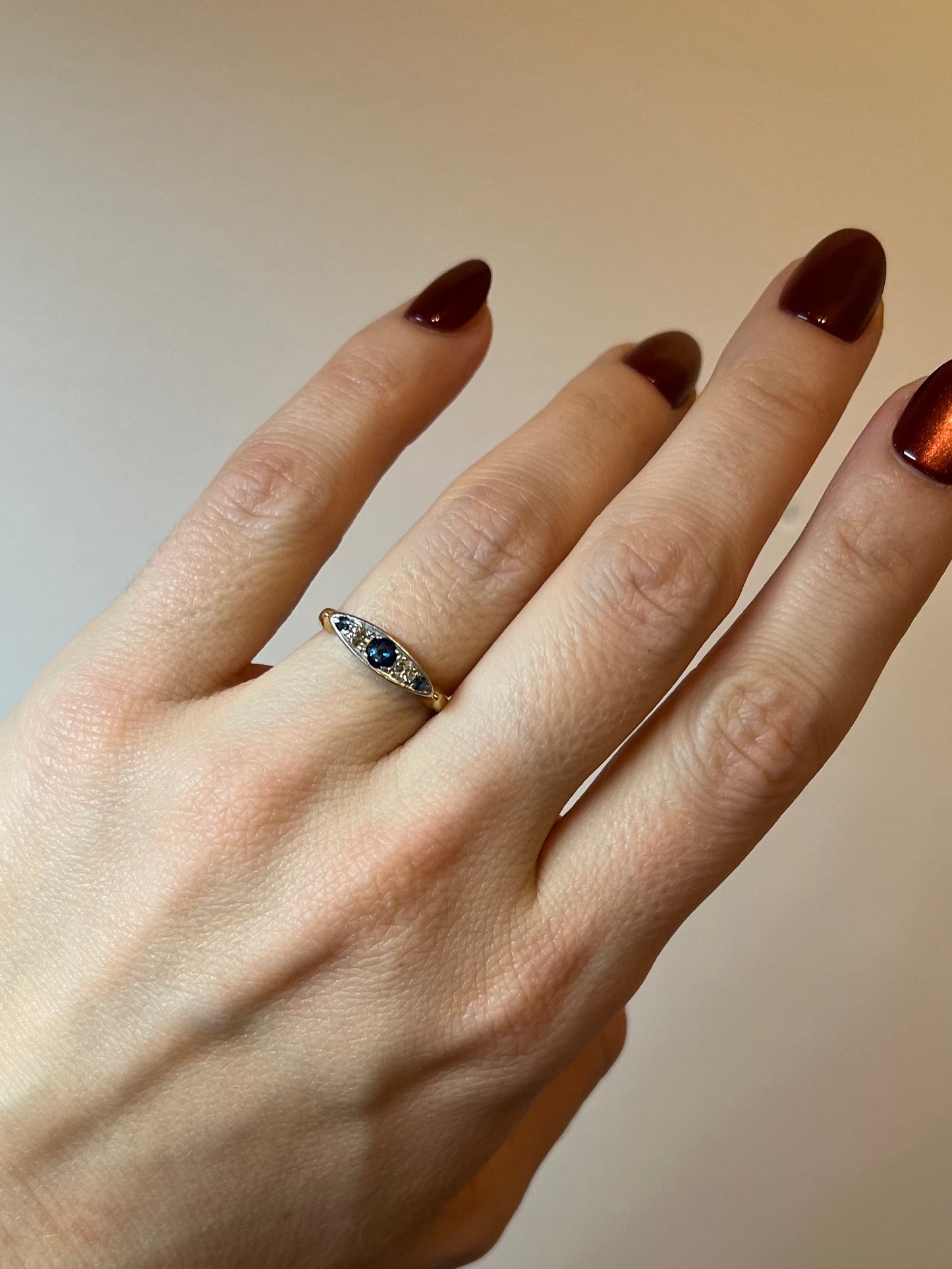 Antique Diamond and Sapphire Ring
